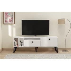 Hanah Home Supporto per TV, melammina, Bianco, Taglia Unica