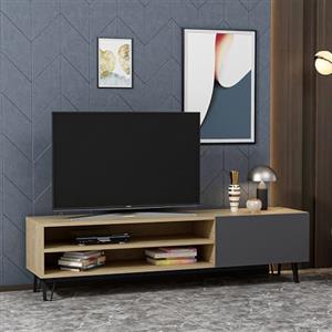 Hanah Home Supporto per TV, melammina, Quercia Antracite, Taglia Unica