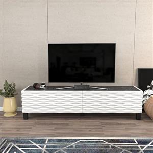 Hanah Home Supporto per TV, melammina, Bianco Nero, Taglia Unica