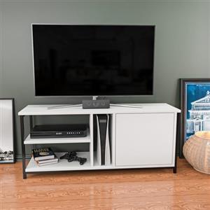 Hanah Home Supporto per TV, melammina, Nero Bianco, Taglia Unica