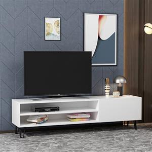 Hanah Home Supporto per TV, melammina, Bianco, Taglia Unica