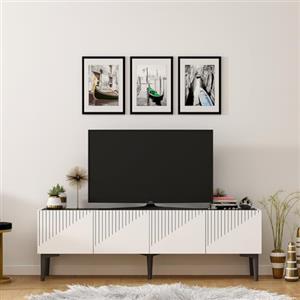 Hanah Home Supporto per TV, melammina, Bianco Nero, Taglia Unica