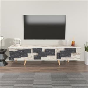 Hanah Home Supporto per TV, melammina, Marmo Bianco, Taglia Unica