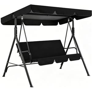 ZXDFG Tettuccio di ricambio per dondolo da giardino 3 posti impermeabile | Antivento antipolvere poliestere, copertura superiore altalena esterna190x120/249x185 cm(Black,98x72.8in-249x185cm)