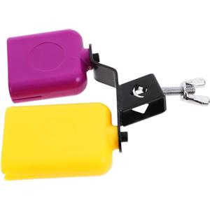 LALADEFIEE Campanaccio per Basso Elettrico in Metallo e Abs Doppio Tono Alto e Basso, Accessorio Professionale per Batteria, Finitura Giallo e Porpora
