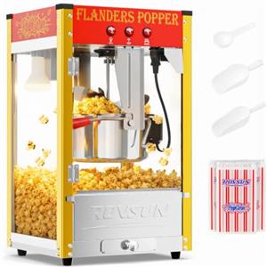 ROVSUN Macchina per Popcorn Professionale 10 oz, Macchina Pop Corn in Acciaio Inox per 40 Tazze per Lotto, Macchina Popcorn Vintage per Negozio, Scuola, Cinema e Festa