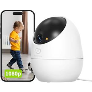 Beans View Telecamera di Sicurezza per Interni, 360° Sorveglianza, 2.4GHz Wi-Fi 1080P, Visione Notturna a Colori, Bambino/Animale Domestico/Gatto/Cane, Rilevamento umano, Compatibile con Alexa (D210)