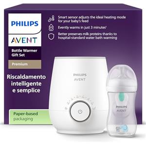 Philips Avent Scaldabiberon Set regalo - Scaldabiberon veloce e biberon Natural Response, controllo temperatura smart, riscaldamento uniforme, spegnimento automatico, SCF358/10