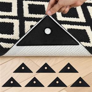 OTraki Set da 8 Tappetini Antiscivolo per Tappeti,20 X 14.3 cm,Grandi Tappetini Triangolari Antiscivolo, Lavabili e Riutilizzabili,Realizzati in pu di Alta Qualità, Adatti per H