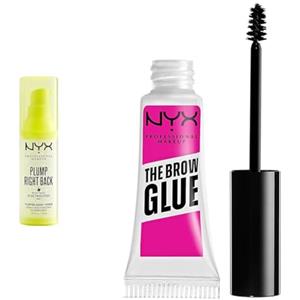 NYX Professional Makeup Plump Right Back Primer & Siero, Con Elettroliti, Formula Vegana, 30ml & The Brow Glue, Gel Trasparente per Sopracciglia Effetto Laminazione, Fino a 16 ore di Tenuta