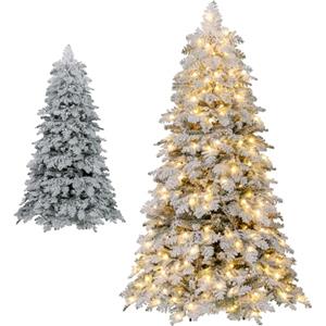 LIFEZEAL Albero di Natale Innevato con Luci Incorporate (180 cm)