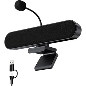 Inwa Cassa PC USB con microfono, Altoparlante regolabile per monitor | Bassi & Suono stereo, Microfono AEC rimovibile, Clip e angolo regolabili, Plug & Play