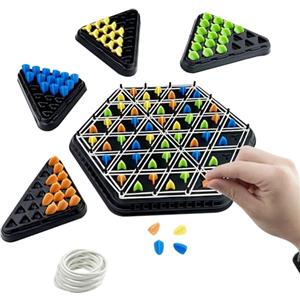 Elsrantor Giochi da Tavolo, Trigglegame, Triggle Gioco da Tavola Con Elastici e Triangoli, Scacchi Triangolo Catena, Strategico Scacchiera Triangolare Giocattoli, per 2 a 4 Giocatori Bambini e Adulti