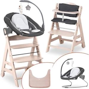hauck Seggiolone Evolutivo Beta+ Newborn Set Deluxe da 0 Mesi - Seggiolone Pappa Bimbi con Sdraietta Neonato 2in1 Regolabile, Cuscino Seduta e Vassoio