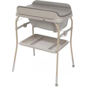 Chicco Fasciatoio Pieghevole Soft Bubble Armonia, Fasciatoio Neonato con Bagnetto Integrato, Vaschetta Estraibile 4in1, Struttura Salvaspazio con Ruote, Altezza Regolabile, Gambe Effetto Legno