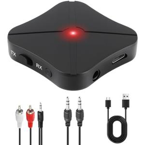 Durlo Ricevitore trasmettitore audio Bluetooth 5.0 2 in 1 - Adattatore wireless supporta 3,5 mm, doppio contatto dispositivo per TV, PC, auto, cuffie, soundbar