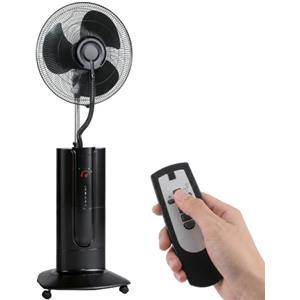 HOMCOM Ventilatore Nebulizzatore a Piantana Serbatoio 1.5L Ionizzatore | 3 Modalità, 3 Velocità, Ruote, Oscillazione 120°, Inclinazione 20°, Timer 9h, Display LED, Telecomando, 100W, 130cm