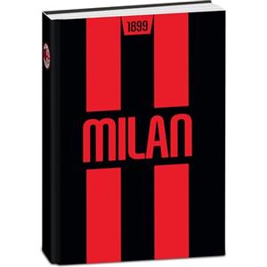 Seven Diario Scuola Milan Standard 12 Mesi, Rosso Nero, Copertina Strisce, Prodotto Ufficiale, Accessori Zaino, Ragazzo