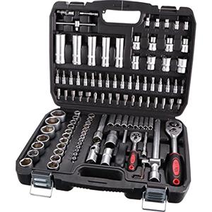 SIXTOL TOOL SET 108 pezzi in una cassetta degli attrezzi, set da golf, chiavi in acciaio CrV