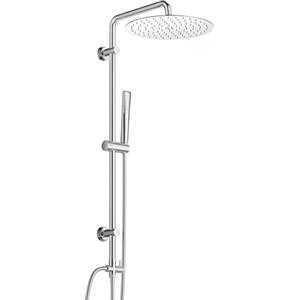 Görbach Colonna Doccia Acciaio Inox Senza Miscelatore Fori Muro Regolabili Set Doccia a Pioggia Con Doccetta a Mano e Soffione Doccia in INOX Tondo 25cm