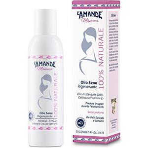 L'AMANDE - Olio Capezzoli Allattamento 100% Naturale, Olio di Mandorle Dolci e Calendula con Vitamina E, Azione Rigenerante, Lenitiva ed Emolliente, Senza Profumo, Ideale per Mastite - Mamma, 150 ml