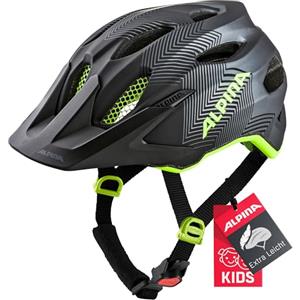 ALPINA Carapax JR, Casco da Bicicletta Unisex Bambino, Black-Neon-Yellow, 51-56 cm