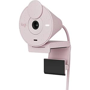 Logitech Brio 300 Webcam Full HD con Otturatore Privacy | Mic Riduzione Rumore, USB-C, Certificata Zoom, Microsoft Teams, Google Meet, Correzione Automatica Luce - Rosa