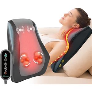 Snailax Massaggiatore Cervicale con Calore,Massaggiatore Elettrico per collo e schiena,Masaggio Shiatsu per la schiena, cuscino massaggiante per collo/schiena/spalle, regali per mamma e papà