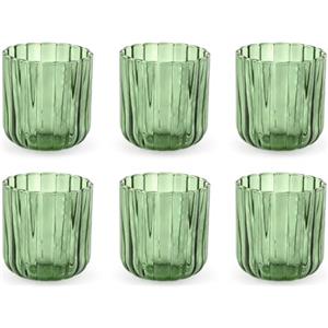 H&H, Set 6 Bicchieri, collezione Margaret, bicchieri colorati, bicchieri eleganti, in vetro, colore verde, lavabili in lavastoviglie, 34 cl