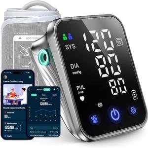 RunStar Misuratore di Pressione Intelligente per Uso Domestico, Bracciale per Braccio da 22-42 CM, Ampio Display LED 5,0'' a 3 Colori, Macchina Automatica Digitale per Pressione Sanguigna con App