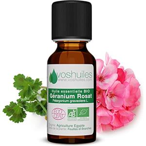 VOSHUILES.COM HUILES ESSENTIELLES & VEGE VOSHUILES - Olio Essenziale di Geranio Rosa Bio - 5ml | 100% Puro e Naturale - Cucina e Dolci Floreali