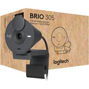 Logitech Brio 305 Full HD Webcam con correzione dell'illuminazione | Microfoni riduzione rumore, copriobiettivo, USB-C, compatibile Microsoft Teams, Zoom, Google Meet - Grafite