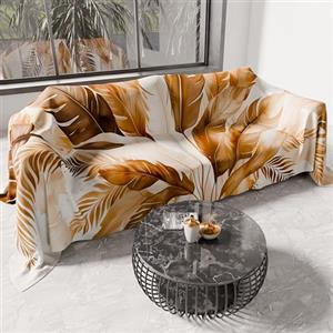 PETTI Artigiani Italiani - Telo Arredo Copridivano Copritutto in Microfibra 300x270 cm, Fantasia Palma Fango | Multiuso per Divani, Copriletto e Copritavolo | Telo Protettivo Lavabile