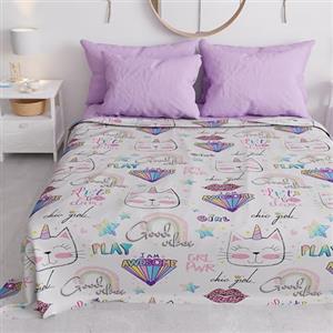 PETTI Artigiani Italiani - Telo Arredo Copridivano Copritutto in Microfibra 180x270 cm, Fantasia Girl Gattino | Multiuso per Divani, Copriletto e Copritavolo | Telo Protettivo Lavabile