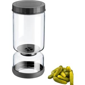 Westmark Barattolo per Scolare 1 Pezzo, Bicchiere inserto multifunzionale per kimchi e cetrioli per scolare e servire, Trasparente/nero, 1300 ml