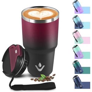 KollyKolla Tazza Termica 600ml 20oz, Bicchiere Termico con Doble Pared Reutilizable, Borraccia Termica in Acciaio Inox, sin BPA, Tazza da Viaggio per Caffe, Termos Caffè para Viajes, Oficina, Deporte, Escuela