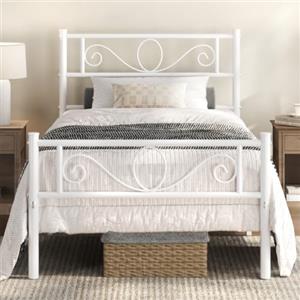 Yaheetech Struttura Letto Singolo in Ferro per Materasso 90 x 190 cm