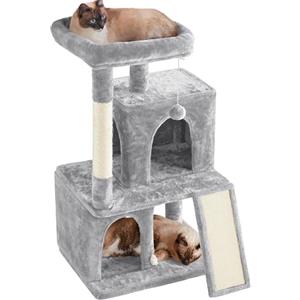 Yaheetech Tiragraffi Albero per Gatti con Trespolo Grande 106 cm Gioco Giocattolo per Gatti Grigio Chiaro