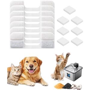 LOZTBUE Set di 7 ricambi filtri per fontanella per gatti, filtri a carbone attivo ad alta efficienza, compatibili con fontanelle per animali domestici