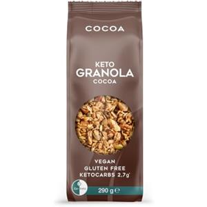 Go-Keto Granola Cocoa, 290 g - Muesli keto a basso contenuto di carboidrati, con cacao, frutta secca, frutta, semi di lino, semi di girasole e semi di zucca, vegano, senza glutine