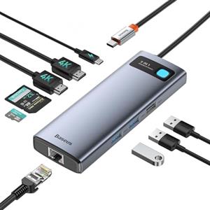 Baseus [Chip Ottimizzato] Baseus Docking Station 9 in 1 USB C 4K 120Hz, 2 Monitor HDMI, Hub USB C, Ethernet 1000 Mbp, PD 100W, TF/SD, USB 3.0, Adattatore per MacBook/Dell/HP/Lenovo e altri PC