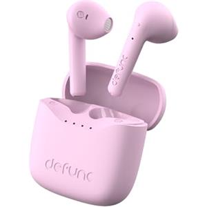 Defunc True Lite Rosa - Auricolare Stereo Senza Fili Bluetooth 5.3 Hi-FI, Controllo A Sfioramento, Microfono Incorporato, 20 Ore Di Riproduzione, Ricarica USB-C, Per Telefoni iOS e Android