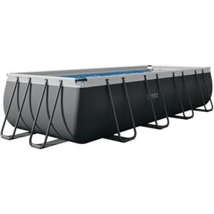 Intex 26356GN - Piscina Fuori Terra XTR Frame Rettangolare, Pompa Filtro 5700 L/h, Scaletta, Telo Base e Copertura, 17203 L, Acciaio e PVC, Grigio, 549x274x132 cm