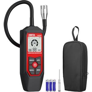 BINTA Rilevatore Perdite Gas con Sonda Flessibile 18.5 inch, Sensore ad Alta Precisione per Metano/Propano/GPL - Allarme Visivo+Sonoro, 3 Livelli Sensibilità e Display a Barre per Casa, Camper, Ispezi