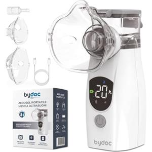 BYDOC Aerosol Portatile Mesh BYDOC, Dispositivo Medico Detraibile | Adulti e bambini · Silenzioso · Ricaricabile, autonomia 210 min · Mascherine+boccaglio inclusi · Autopulizia · Borsa inclusa