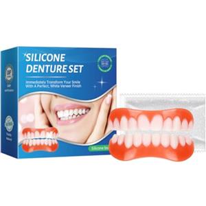 AEIXYA 1 Set Dentiera Finta Naturale, Dentiera Provvisoria, Denti Finti Da Applicare Da Soli,Provvisoria Denti Finti Per Uomini E Donne Di Denti Imperfetti(E)