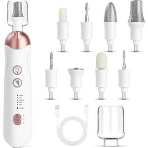 AOGOE Fresa per Unghie Professionale, Fresa Elettrica per Unghie 9 in 1 Portatile Ricaricabile, Set Manicure Elettrico con Luce Led, 5a Marcia Velocità Regolabile, per Saloni di Unghie, Manicure DIY