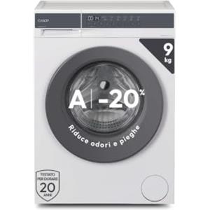 Candy Easy Pro Lavatrice 9 Kg, 1200 Giri, Classe A-20%, Bianca | Motore Inverter, Cicli Rapidi, 70 dB, AI Silent Motion, Smart Spray, Silenziosa, LxPxA 60x55x85 cm, EY 29GG8-S