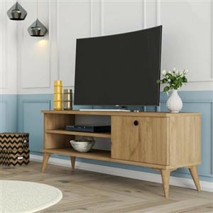 Dmora - Mobile porta TV Biham, Credenza da soggiorno, Armadio basso per TV, Base parete attrezzata, 120x30 h45 cm, Quercia