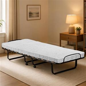Talamo Italia Dmora Talamo Italia Letto Pieghevole Eloisa, Brandina con Rete a 15 doghe, Lettino salvaspazio, 100% Made in Italy, 80x200h40 cm, Materasso Incluso, Bianco, 200 cm